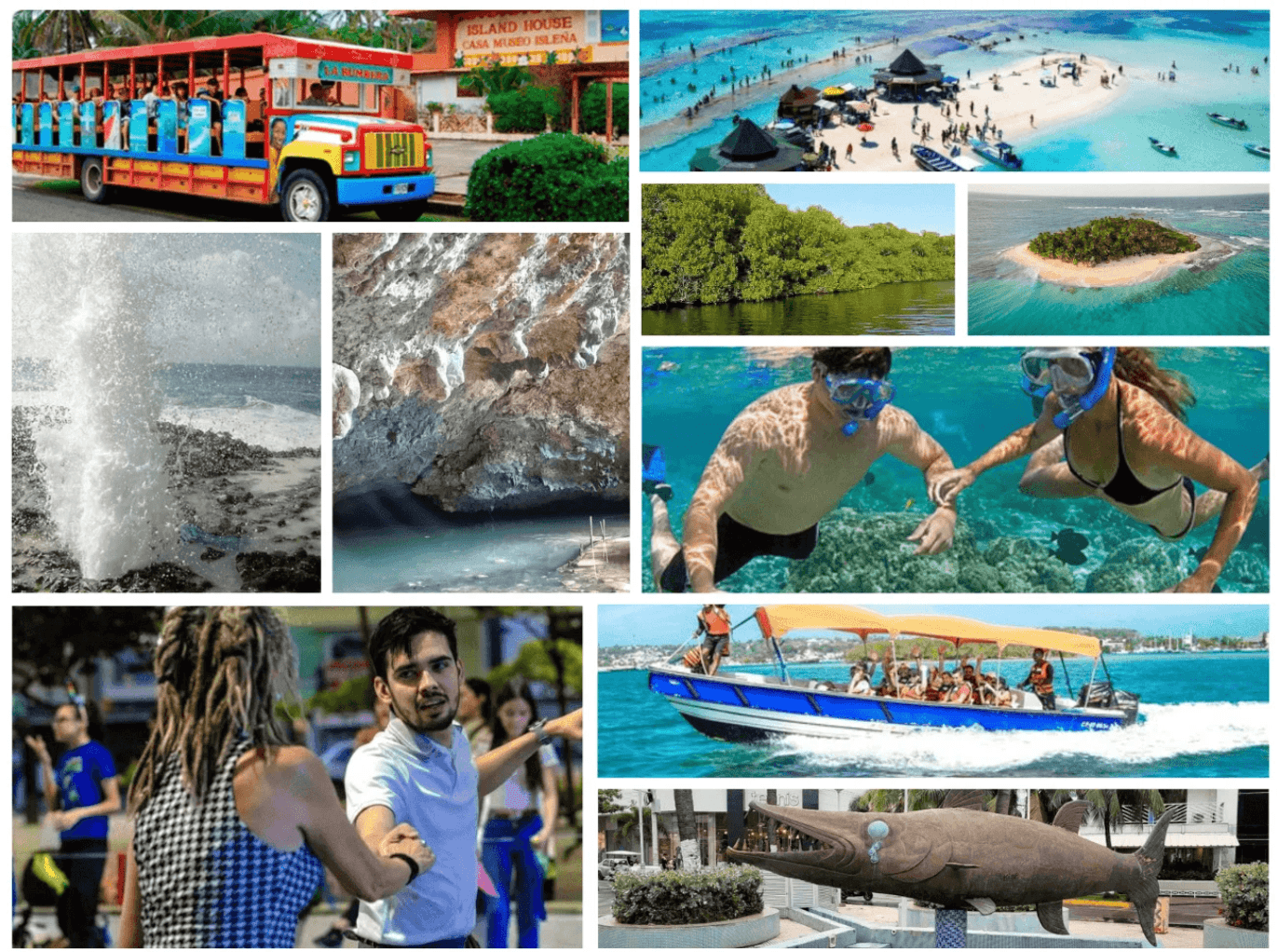 Lanchas saliendo hacia el Acuario y Cayo Johnny desde el embarcadero de San Andrés